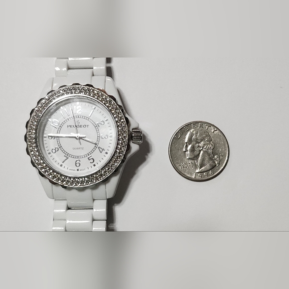 Peugeot Women's Swarovski Crystal Bezel White Acrylic Watch - Picture 5 of 5